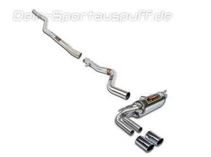 Supersprint Edelstahl Racing-Komplettanlage inkl. Kat-Ersatz BMW 4er F32/F33/F36 LCI 435d xDrive 2x80mm rund eingerollt abgeschrägt