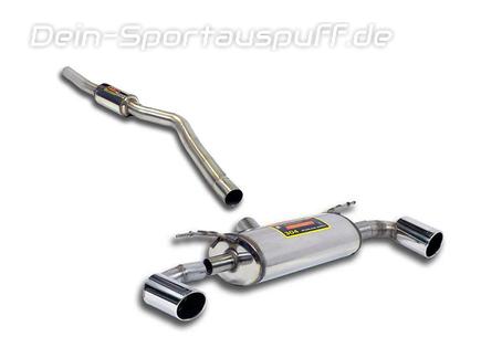 Supersprint Edelstahl Duplex Sportauspuff-Komplettanlage ab Kat BMW 2er F22 220i 2.0l (bis 2016) für M235i-Heck je 100mm rund eingerollt abgeschrägt
