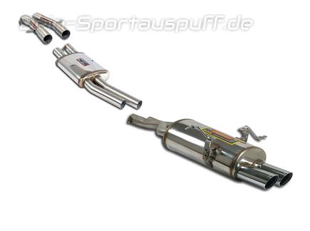 Supersprint Edelstahl Sportauspuff-Komplettanlage ab Kat BMW 3er E46 320i 325i 330i 2x100x75mm oval eingerollt abgeschrägt
