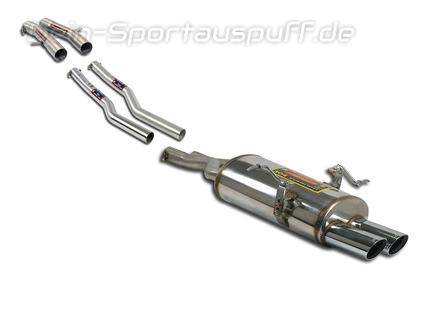 Supersprint Edelstahl Racing-Komplettanlage ab Kat BMW 3er E46 320i 325i 330i 2x100x75mm oval eingerollt abgeschrägt