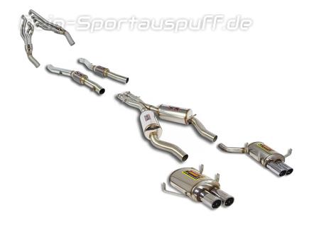 Supersprint Edelstahl Duplex Racing-Komplettanlage inkl. Krümmer und Sport-Kats BMW E39 M5 5.0 je 2x90mm rund eingerollt abgeschrägt