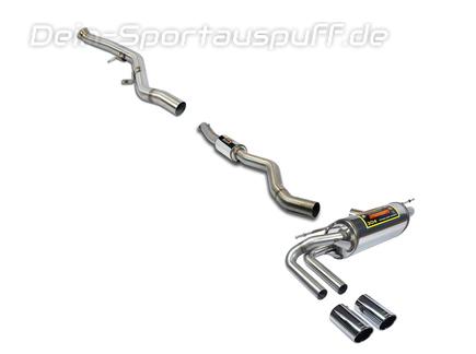 Supersprint Edelstahl Sportauspuff-Komplettanlage ab Kat BMW 3er F30/F31 LCI 330i 2x80mm rund eingerollt abgeschrägt