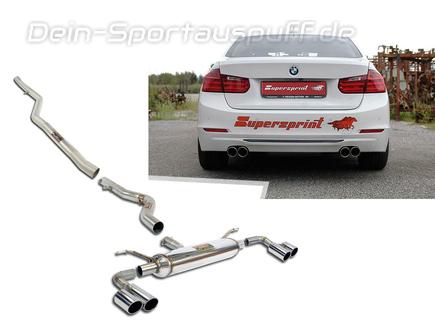 Supersprint Edelstahl Duplex Racing-Komplettanlage inkl. Kat-Ersatz BMW 3er F30/F31 LCI 335d je 2x80mm rund eingerollt abgeschrägt