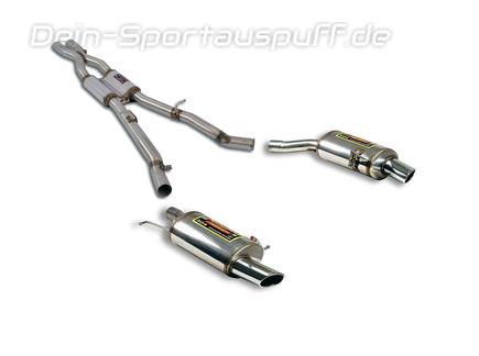 Supersprint Edelstahl Duplex Sportauspuff-Komplettanlage ab VSD BMW 6er E63/E64 645i je 120x80mm oval eingerollt abgeschrägt