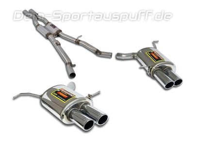 Supersprint Edelstahl Duplex Sportauspuff-Komplettanlage ab VSD BMW 6er E63/E64 645i je 2x80mm rund eingerollt abgeschrägt