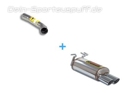 Supersprint Edelstahl Sportauspuff inkl. Verbindungsrohr BMW 5er E39 525 tds 2x90x70mm oval scharf abgeschrägt
