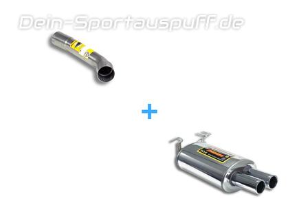 Supersprint Edelstahl Sportauspuff inkl. Verbindungsrohr BMW 5er E39 525 tds 2x76mm rund eingerollt gerade