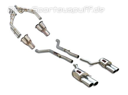 Supersprint Edelstahl Duplex Racing-Komplettanlage inkl. Krümmer und Kat-Ersatz BMW 8er E31 840i je 2x90x85mm oval eingerollt abgeschrägt