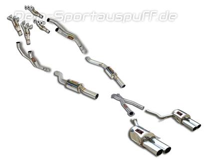 Supersprint Edelstahl Duplex Racing-Komplettanlage inkl. Krümmer BMW 8er E31 850 CSi je 2x90x85mm oval eingerollt abgeschrägt