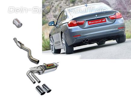 Supersprint Edelstahl Sportauspuff-Komplettanlage ab Kat BMW 4er F32 428i 2x80mm rund eingerollt abgeschrägt