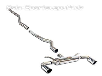 Supersprint Edelstahl Duplex Racing-Komplettanlage ab Kat BMW 2er F23 230i inkl. Facelift Für M240i-Heck je 100mm rund eingerollt abgeschrägt