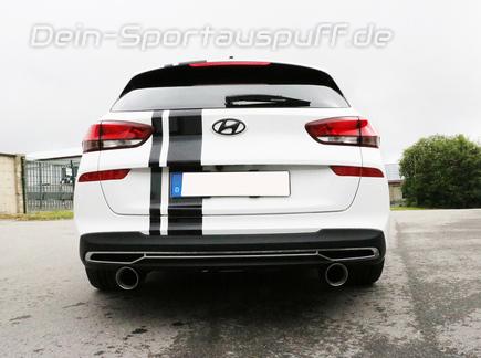FOX Edelstahl Duplex Racing-Komplettanlage ab OPF Hyundai i30 CW Kombi Typ PD/PDE ab 2017 je 90mm rund doppelwandig abgeschrägt