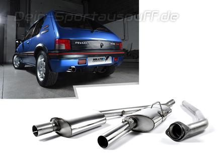 Milltek Edelstahl Duplex Sportauspuff-Komplettanlage ab Krümmer Peugeot 205 1.6l 1.9l GTI 1x rund