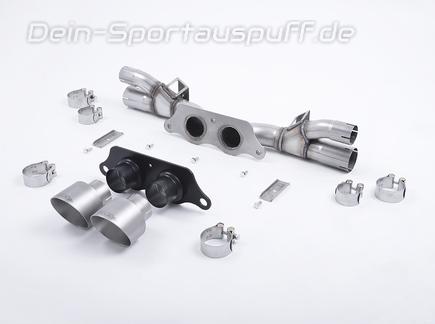 Milltek Edelstahl Endschalldämpfer-Ersatzrohr Porsche 911 991.1 GT3 inkl. RS 2x100mm rund doppelwandig abgeschrägt Titan matt