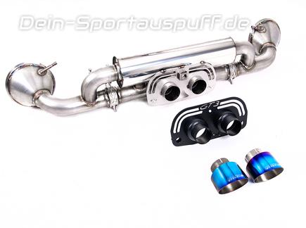 Milltek Edelstahl Sportauspuff Porsche 911 992 GT3 2x100mm rund doppelwandig abgeschrägt Titan burned
