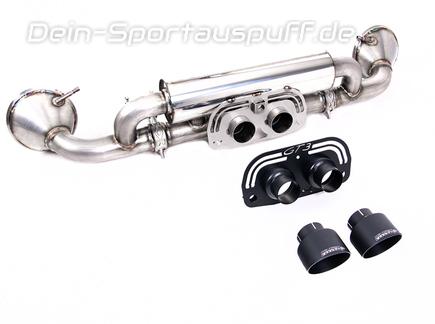 Milltek Edelstahl Sportauspuff Porsche 911 992 GT3 2x100mm rund doppelwandig abgeschrägt schwarz