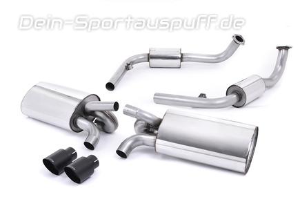 Milltek Edelstahl Racing-Komplettanlage inkl. Kat-Ersatz Porsche Boxster S Typ 986 2x90mm rund doppelwandig abgeschrägt schwarz