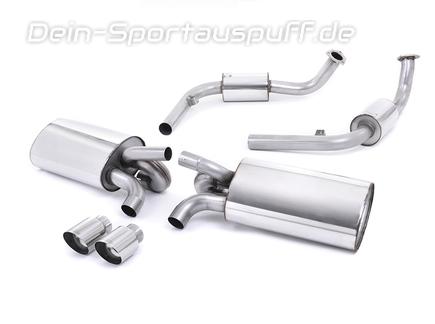 Milltek Edelstahl Sport-Komplettanlage ab Kat Porsche Cayman S Typ 981 2x90mm rund doppelwandig abgeschrägt