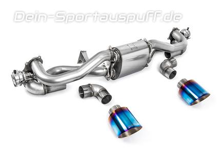 Milltek Edelstahl Sportauspuff-Komplettanlage ab OPF Porsche Boxster 4.0 GTS Typ 718 2x115mm rund doppelwandig abgeschrägt Titan burned (bis 02/2020)
