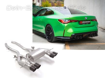 Ragazzon Edelstahl Duplex Sportauspuff BMW M4 Competition G82 je 2x100mm rund scharfkantig abgeschrägt aus Carbon