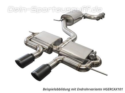 EGO-X Edelstahl Sportauspuff-Komplettanlage ab Kat mit Klappensteuerung mittig Ø76mm VW Scirocco 2.0l TSI + R im R32-Look (Typ 13) inkl. Endrohrsatz nach Wahl