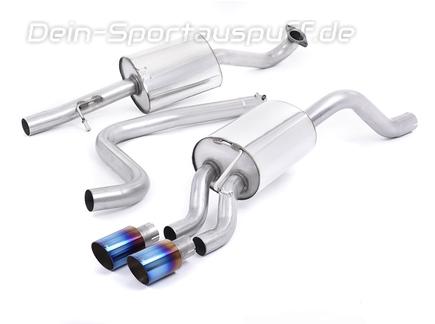 Milltek Edelstahl Sportauspuff-Komplettanlage ab Kat Ford Fiesta 1.0l EcoBoost Mk7 2x80mm rund doppelwandig abgeschrägt Titan burned