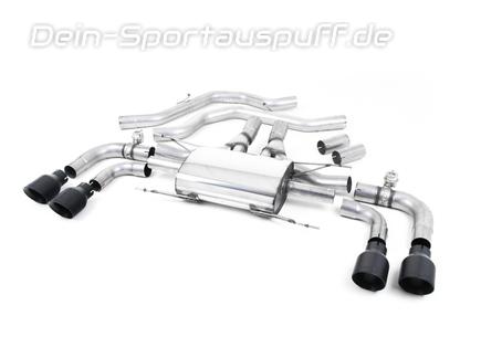 Milltek Edelstahl Duplex Racing-Komplettanlage ab Kat Alfa Romeo Giulia Typ 952 Quadrifoglio je 2x100mm rund doppelwandig abgeschrägt in schwarz