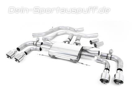Milltek Edelstahl Duplex Racing-Komplettanlage ab Kat Alfa Romeo Giulia Typ 952 Quadrifoglio je 2x100mm rund doppelwandig abgeschrägt
