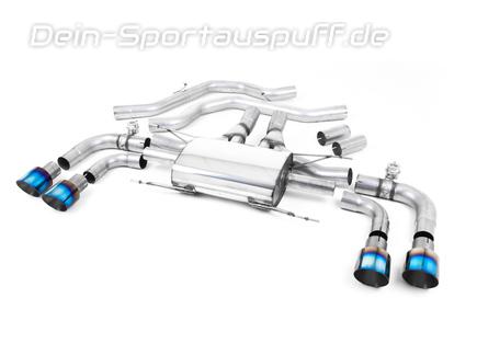 Milltek Edelstahl Duplex Racing-Komplettanlage ab Kat Alfa Romeo Giulia Typ 952 Quadrifoglio je 2x100mm rund doppelwandig abgeschrägt Titan burned