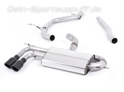 Milltek Edelstahl Racing-Komplettanlage ab Kat Audi A3 8P 3-Tür 2.0l TDI 2x80mm rund doppelwandig abgeschrägt schwarz