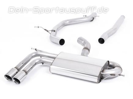 Milltek Edelstahl Racing-Komplettanlage ab Kat Audi A3 8P 3-Tür 2.0l TDI 2x80mm rund doppelwandig abgeschrägt