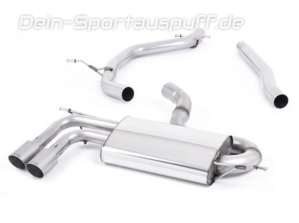 Milltek Edelstahl Racing-Komplettanlage ab Kat Audi A3 8P 3-Tür 2.0l TDI 2x80mm rund doppelwandig abgeschrägt Titan matt