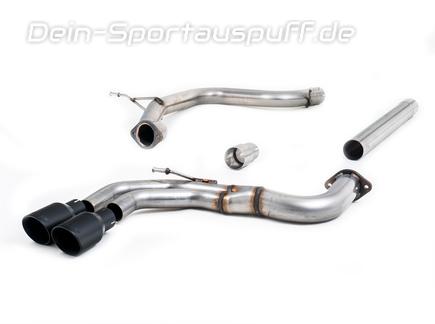 Milltek Edelstahl Racing-Komplettanlage ab Kat Audi A3 8V 3-Tür u. Sportback 2.0l TDI 2x80mm rund doppelwandig abgeschrägt in schwarz