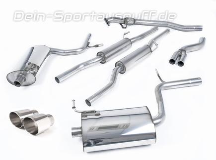 Milltek Edelstahl Duplex Sportauspuff-Komplettanlage ab Kat Audi A4 B6 1.8T quattro 163PS je 90mm rund doppelwandig abgeschrägt