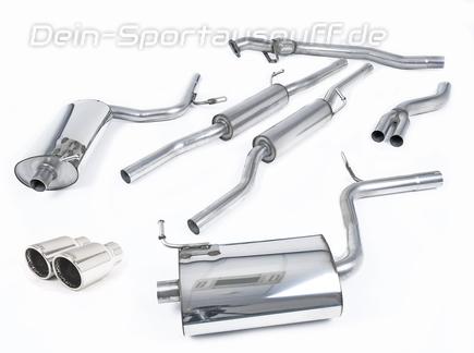 Milltek Edelstahl Duplex Sportauspuff-Komplettanlage ab Kat Audi A4 B6 1.8T quattro 163PS je 90mm rund eingerollt abgeschrägt