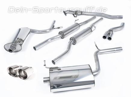 Milltek Edelstahl Duplex Sportauspuff-Komplettanlage ab Kat Audi A4 B6 1.8T quattro 163PS je 100mm rund eingerollt abgeschrägt