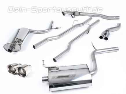 Milltek Edelstahl Duplex Racing-Komplettanlage ab Kat Audi A4 B6 1.8T quattro 163PS je 100mm rund eingerollt abgeschrägt