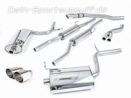 Milltek Edelstahl Duplex Sportauspuff-Komplettanlage ab Kat Audi A4 B6 1.8T quattro 190PS je 90mm rund doppelwandig abgeschrägt