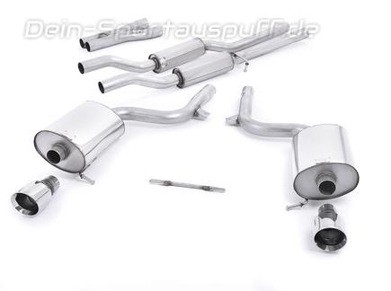 Milltek Edelstahl Duplex Sportauspuff-Komplettanlage ab Kat Audi A4 B6 3.0 + S4 quattro je 100mm rund doppelwandig abgeschrägt