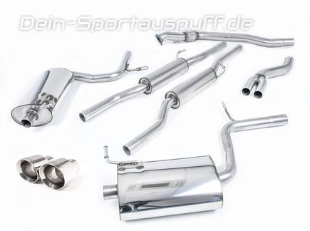Milltek Edelstahl Duplex Sportauspuff-Komplettanlage ab Kat Audi A4 B7 1.8T quattro je 100mm rund eingerollt abgeschrägt