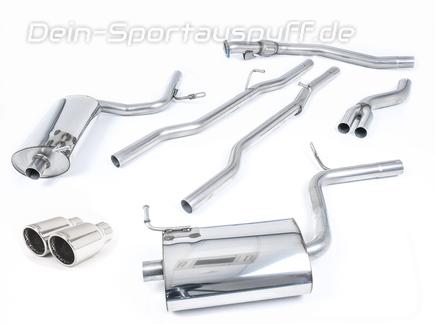 Milltek Edelstahl Duplex Racing-Komplettanlage ab Kat Audi A4 B7 1.8T quattro je 100mm rund eingerollt abgeschrägt