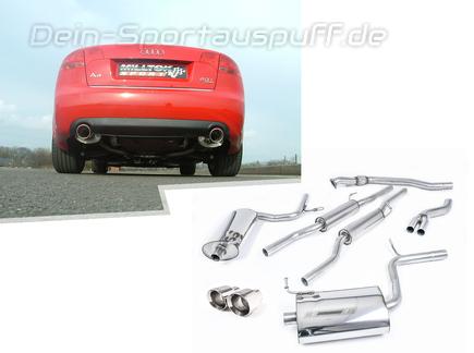 Milltek Edelstahl Duplex Sportauspuff-Komplettanlage ab Kat Audi A4 B7 2.0l TFSI quattro je 100mm rund doppelwandig abgeschrägt (Mod. mit Schaltgetr.)
