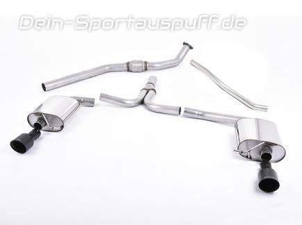 Milltek Edelstahl Duplex Racing-Komplettanlage ab Kat Audi A4 B8 2.0l TFSI inkl. quattro je 100mm rund doppelwandig abgeschrägt in schwarz