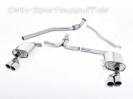 Milltek Edelstahl Duplex Racing-Komplettanlage ab Kat Audi A4 B8 2.0l TFSI inkl. quattro je 2x80mm rund doppelwandig abgeschrägt