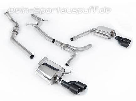 Milltek Edelstahl Duplex Racing-Komplettanlage ab Kat Audi A4 B8 2.0l TFSI inkl. quattro (Mod. mit Automatik-Getriebe) je 2x80mm rund doppelwandig abgeschrägt in schwarz