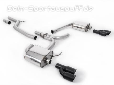 Milltek Edelstahl Duplex Racing-Komplettanlage ab Kat Audi A4 B8 2.0l TDI inkl. quattro je 2x80mm rund doppelwandig abgeschrägt in schwarz