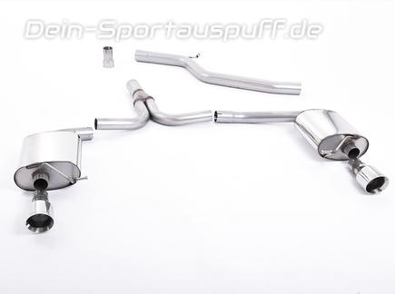 Milltek Edelstahl Duplex Racing-Komplettanlage ab Kat Audi A4 B8 2.0l TDI inkl. quattro je 100mm rund doppelwandig abgeschrägt