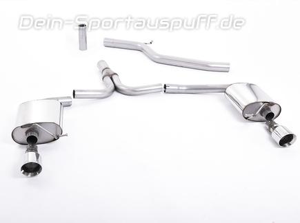 Milltek Edelstahl Duplex Racing-Komplettanlage ab Kat Audi A4 B8 3.0l TDI quattro je 100mm rund doppelwandig abgeschrägt