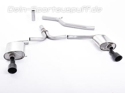 Milltek Edelstahl Duplex Racing-Komplettanlage ab Kat Audi A4 B8 3.0l TDI quattro je 100mm rund doppelwandig abgeschrägt in schwarz