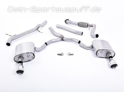 Milltek Edelstahl Duplex Racing-Komplettanlage ab Kat Audi A4 B9 2.0l TFSI quattro je 100mm rund doppelwandig abgeschrägt
